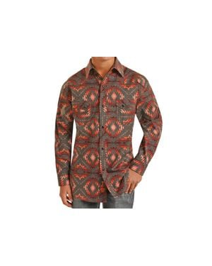 Rock & Roll Denim Boys Aztec Snap Shirt - Black