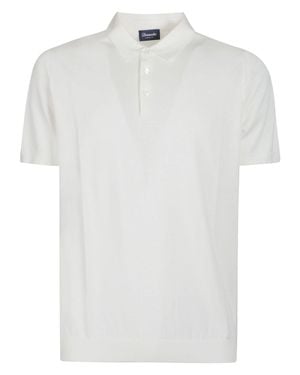 Drumohr Short Sleeve Minimalist Cotton Polo - White