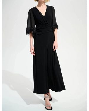Joseph Ribkoff Chiffon Sleeves Wide Leg Jumpsuit - Black