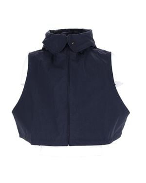 YMC Paper Touch Cropped Zip-Through Polyamide Vest - Blue