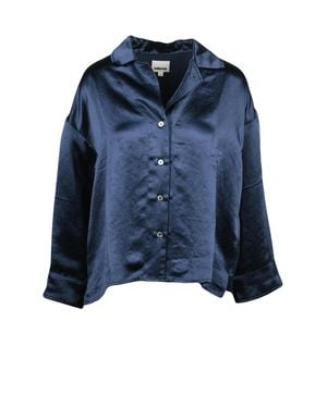 Bellerose Acetate Front-Button Satin Shirt - Blue