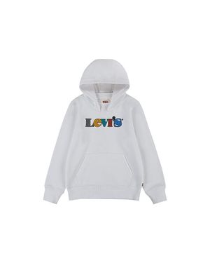 Levi's Hoodie Kids Graphic Print Cotton Long Sleeve Pullover Gbo137 - White