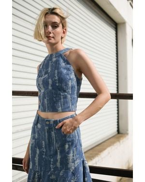 TRUEDAMES Breezy Adoration Denim Crop Top - Blue