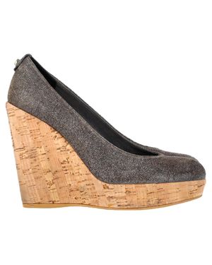 Stuart Weitzman Cork Wedge Platform Pumps - Gray
