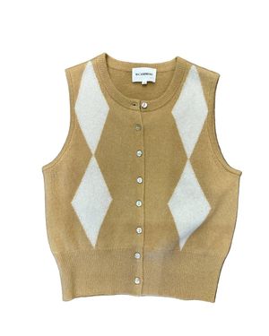 W. Cashmere Fleur Argyle Cardigan - Multicolor