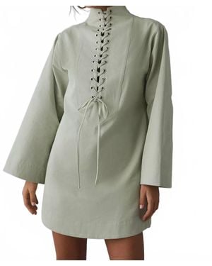 Ghospell Finna Lace Up Mini Dress - Green