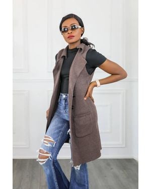 SurelyMine Perfect Vision Sleeveless Collar Sweater Vest - Brown