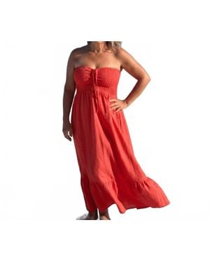 Made In Italy Angela Maxi Linen Dress - Red
