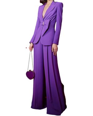 Zuhair Murad Cady Jacket And Pleated Trouser - Purple