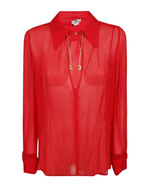 Elisabetta Franchi Pointed Collar Charm Georgette Shirt - Red