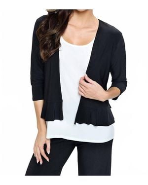 Last Tango Crop Jacket With Ruffle Bottom - Black