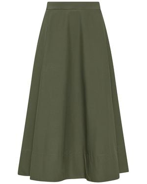 Cruna A-Line Clean Waistband Structured Minimalist Skirt - Green