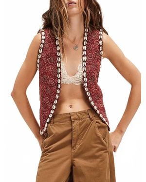 MAISON HOTEL Dylan Shell Trimmed Boho Vest - Brown