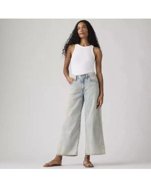 Levi's Middy Jeans Little Hazy Mwla Denim Light Wash Wide Leg Kfc1162 - Gray