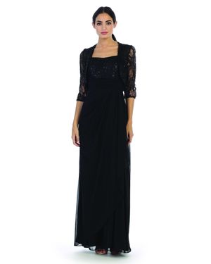 TRUEDAMES Mother Of The Bride Dress Square Neck Formal Gown - Black