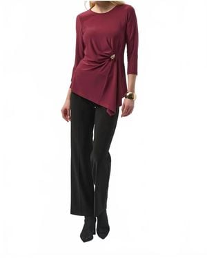 Joseph Ribkoff Scoop Neck 3/4 Sleeves Asymmetrical Top - Purple
