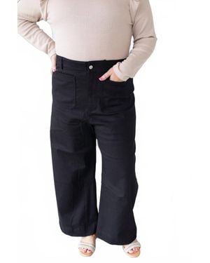 Eesome Cotton Blend Wide Leg Pants - Blue