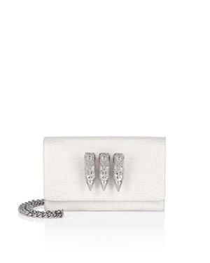 Philipp Plein Small Croco Embossed Clutch Eagle - White