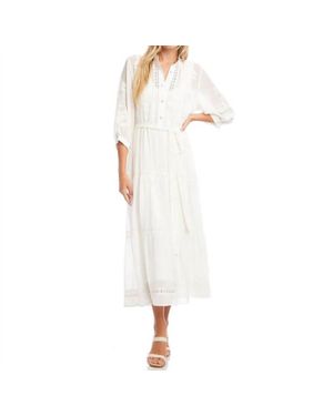 Karen Kane Embroidered Tiered Dress - White