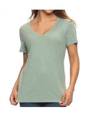 Felina Slub Jersey V-Neck Short Sleeve T-Shirt - Green
