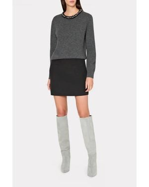 MILLY Embellished Crewneck Sweater - Black