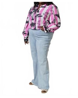 Emily Lovelock Eva Long Sleeve V-Neck Blouse - Blue
