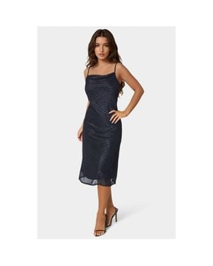 Bebe Pleat Cowl Midi Dress - Blue