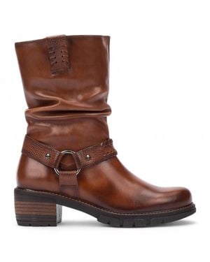Pikolinos Mid-Calf Cuero Leather Tall Ankle Boots - Brown