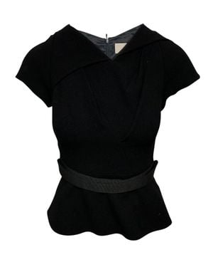 Peter Pilotto Peplum Wool Knit Top - Black