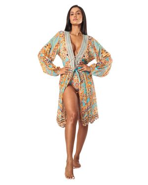 La Moda Clothing Andy Wrap 2 Way Sleeve Short Dress - Multicolor
