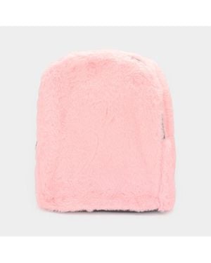 Fashnzfab Solid Faux Fur Backpack Bag - Pink