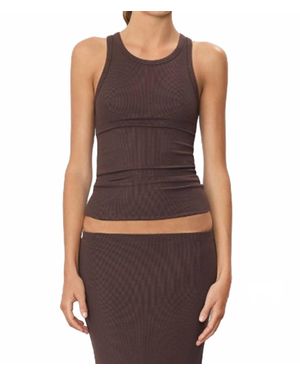 ÉTERNE High Neck Fitted Tank Top - Brown