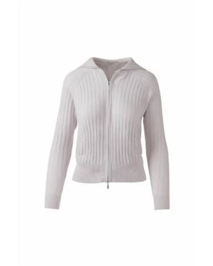 Kinross Cashmere Raglan Rib Zip Hoodie - White