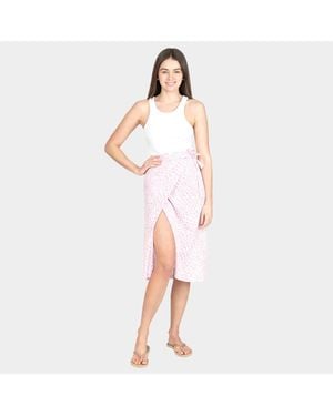 TRUEDAMES Animal Patterned Beach Cover Up Midi Wrap Skirt 43" X 29" - White