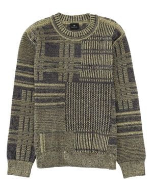 Paul Smith Patchwork Knit Sweater With Ribbed Details - Green