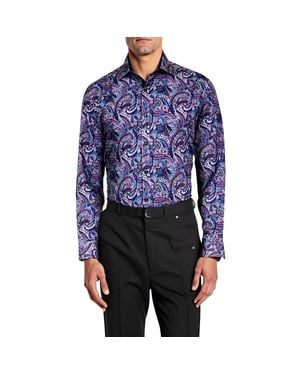 Society of Threads Regular Fit Paisley Button-Down Shirt - Blue