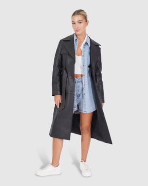 Belle & Bloom Unstoppable Leather Trench - Blue