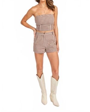 Sadie & Sage Mustang Gingham Tube Top - Brown