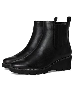 Vionic Aria Boots Woblack Leather Side Zip Wedge Heel Bootie Gal528