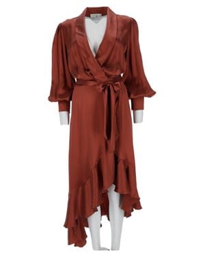 Zimmermann Midi Dress With Asymmetrical Hem And Wrap Design - Red