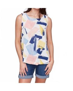 Charlie b Sleeveless Print Top With Rounded Hem - Blue