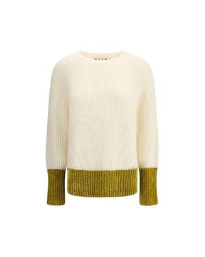 Marni Color Block Wool Sweater - Natural