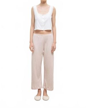 Leset Pointelle Crop Wide Leg Pants - Multicolor