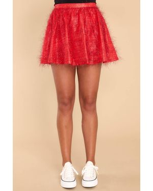 Queen Of Sparkles Tinsel Skort - Red