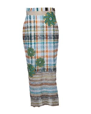 Silvia Tcherassi Shadia Check Lace Midi Skirt - Green