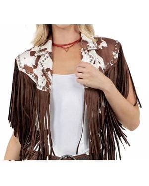 Saints & Hearts Ranch House Fringe Shrug - Brown