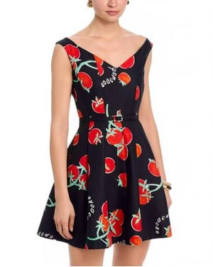 MILLY Peggy Off The Shoulder Printed Mini Dress - Red