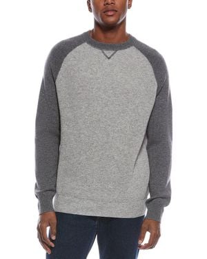 Kier + J Kier + J Raglan Colorblocked Wool & Cashmere-Blend Crewneck Sweater - Gray