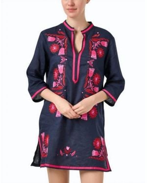 Vilagallo Caftan Dress With Floral Design - Blue
