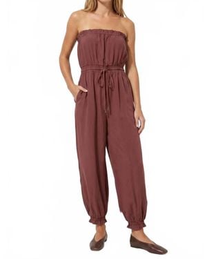 Naked Zebra Strapless Balloon Leg Jumpsuit - Red